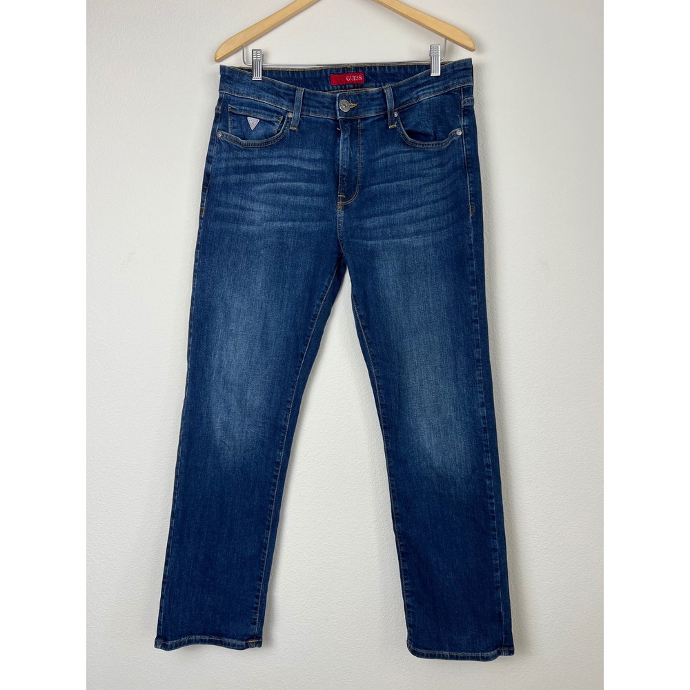 GUESS Lincoln Slim Straight Leg Jeans Blue Stretch Denim Medium Wash 34x29